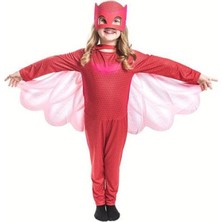 Pj Masks Kız Çocuk Kırmızı Owlette Baykuş Kostümü Cesaretli ve Maceraperest Tema