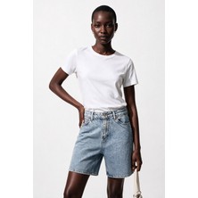 Ysatis Kadın Normal Kesim Bermuda Denim Şort Taş İşlemeli Kot Şort 25259500100