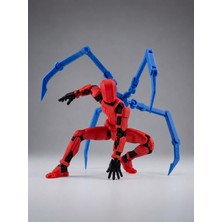 M&D Design Dummy 13 V1.5 Spider Kollar Hareketli Aksiyon Figür Seti - Örümcek Robot (Kırmızı-Mavi) Stand Hediyeli