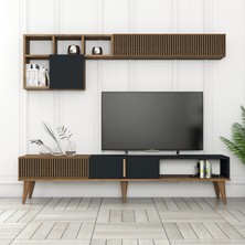 Variant Mobilya Variant Milan Modern Tasarımlı TV Ünitesi Ceviz Antrasit Suntalam Malzeme 180 cm Genişlik