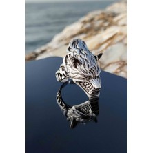 Trend Collection Antik Gümüş Kaplama Ayarlanabilir Erkek Kurt Yüzük Metal Yapı Taşsız