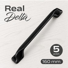 Badem10 (5 Adet) Delta Mat Siyah 160 mm (16 Cm) Avangart Dolap Çekmece Mobilya Kulpu Metal Kulp