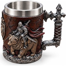 Tekinhediyelik Savaşçı Şövalye Figürlü 3 D Kabartmalı Paslanmaz Çelik Kupa Bardak ALK6343