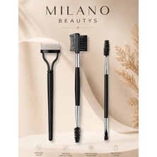 Milano Beautys Makyaj Fırçaları 3lü Makyaj Seti Açılı Eyeliner Kaş Kirpik Maskara