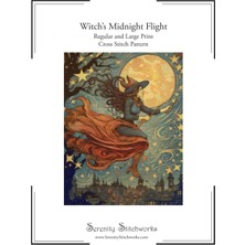 Independently Published Witch's Midnight Flight Cross Stitch Pattern: Regular And Large Print Cross Stitch Chart