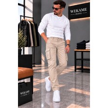 Wkm Erkek Gabardin Slim Fit Kargo Pantolon