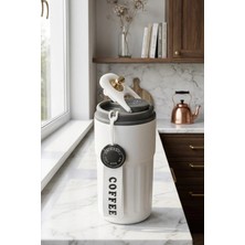 Decopat Derece Göstergeli 440 ml Paslanmaz Çelik Termos Mug Spor Cafe Okul Otel Piknik