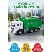Farbu Oyuncak Işıklı ve Sesli Çek Bırak Mekanizmalı 15 cm Geri Dönüşüm Kamyonu Atık Kamyonu Oyuncak