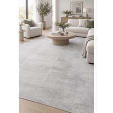 Ayaz Peluş Gri Kaymaz Tabanlı Yıkanabilir Modern Salon Mutfak Antre Yumuşak Polyester Halı