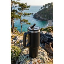 Decopat Black Aç-Kapa Pipetli - 900 ml Premium Termos - Paslanmaz Çelik Termos