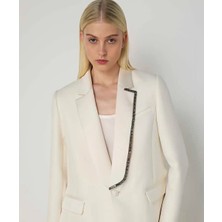 Machka Asimetrik Işlemeli Krep Blazer MW6250005004018