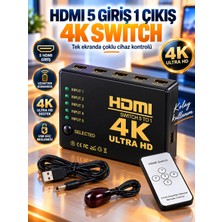HDMI 5 Giriş 1 Çıkış 4K Swıtch Çoklayıcı Seçici Kumandalı HDMI Anahtarlama Cihazı