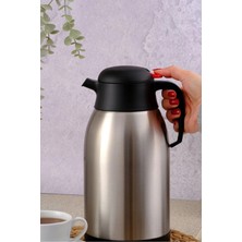 Decopat 2.5 Litre Çift Kat Paslanmaz Çelik Termos Siyah (Çay Kahve Piknik Kamp Outdoor Ofis Otel Kafe Okul)
