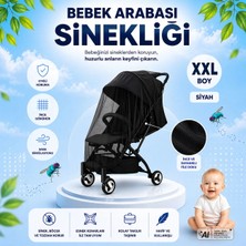 Morpheus Home Siyah Bebek Arabası Sinekliği Bebek Cibinlik Tüm Bebek Arabası & Puset Modellerine Uygun, Lastikli XXL Boy Cibinlik