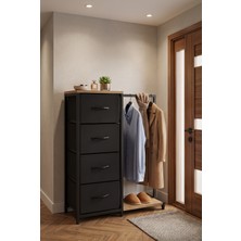 Miyuhome 4 Çekmeceli Elbise Askılığı Çok Amaçlı Çekmeceli Dolap Kumaş Çekmeceli Organizer