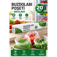 Grimor Life 20 Adet Buzdolabı Poşeti Orta Boy –dayanıklı Gıda Saklama Torbası-Dondurucu ve Buzluk Poşeti 24X38 cm
