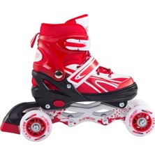 Furkan Toys F-Sports Kırmızı Ayarlabilir 2+2 Işıklı Metal Alıştırma Pateni Çanta Cinsiyet: Unisex