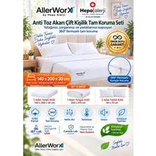 Allerworx Anti Alerjik Anti Akar Çift Kişilik Tam Koruma Seti 140x200x30 cm Yastık Yatak Yorgan Kılıflı %100 Pamuk Ömür Boyu Garantili