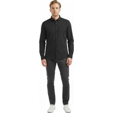 Legato Erkek Slim Fit Gömlek Yaka Uzun Kollu Düz Dokuma Gömlek 6610