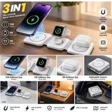 Jolita Samsung Galaxy S25+ Uyumlu 3’ü 1 Arada Katlanabilir Manyetik Kablosuz Şarj Standı – Telefon, Akıllı Saat ve Kulaklık Uyumlu