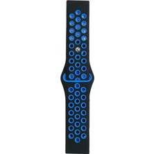 Bezos Watch 22MM Uyumlu Spor Delikli Kordon - Siyah-Mavi