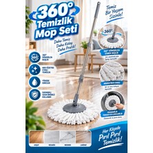 Grimor Life 3’lü Döner Mop Seti – 360° Temizlik, Teleskopik Sap, Mikrofiber Başlık