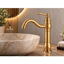 Yedi Yapı Retro Çanak Lavabo Bataryası Mat Gold