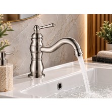 Yedi Yapı Retro Lavabo Bataryası Inox Mat Gümüş