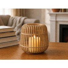 Bezos 3D Baskı Modern Kafes Tasarımlı Dekoratif Mumluk - Tealight Mumluk, Masaüstü Ev ve Ofis Dekoru-Kahverengi