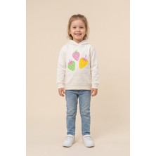 Crassi Kız Çocuk Sweatshirt Çilek Baskılı 3 Iplik Polarlı Şardonlu %100 Pamuk
