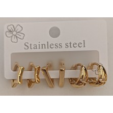 Ases Store Çelik Set Küpe Gold