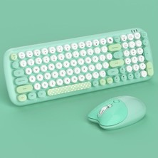 Geezer Candy Plus Kablosuz Klavye Mouse Seti 2.4g Retro Yuvarlak Tuşlu 100 Tuş Renkli Set