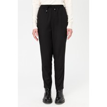 Esswaap Beli Lastikli Havuç Paça Pantolon  Siyah