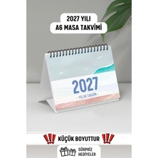 Eldesen Tasarım 2027 Orta Boy Spiralli A6 Masa Takvimi 1 Adet 15X12CM Renkli ve Kullanışlı 12 Aylık