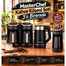 Masterchef Kahve Köşesi Seti-Iki Kahve Makinesi-Tekli Kahve Makinesi ve Kettle