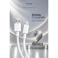 Simex iPhone Uyumlu 12W USB To Lightning Hızlı Şarj Kablosu 2.4A Carplay Destekli 1M Beyaz