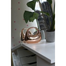 Moom Bag Kadın Rose Gold Metalik Oval Tutmalı Mika Kalıp Abiye El Çantası