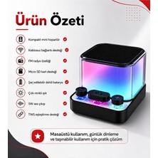 Hiltech Mini Bluetooth Hoparlör Rgb Işıklı 5W Tws Fm Radyo Micro Sd Kart Destekli