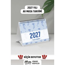 Eldesen Tasarım 2027 Masa Takvimi Spiralli A6 (15X12CM) Orta Boy / Resmi Tatiller ve Hafta Sonları / 12 Aylık