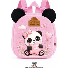 Kidhug Isime Özel Kız Çocuk Çanta Panda Sırt Baskılı Pembe Kız Çocuk Çantası Anaokulu - Kreş 0 - 8 Yaş Isim Yazdır