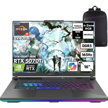 Asus Rog Strix G16 Ryzen 9-8940HX 40-Gbddr5 1 Tbssd RTX5070TI (12 GB-GDDR7-140W) 16" Wuxga 165Hz Windows 10 Pro + Hmf Sırt Çantası G614PR-RV052HMF40