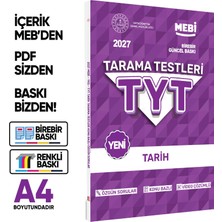 Karakutu Yayınları 2027 Yks-Tyt Mebi-Ogm Tarih Özgün Tarama Testleri Kitabı A4 Boyut Renkli Görsel Baskı Ücreti