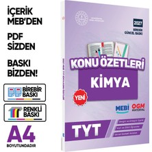 Karakutu Yayınları 2027 YKS-TYT MEBİ-OGM Kimya Pratik Konu Özet Kitabı RENKLİ A4 Boyut Görsel Destekli BASKI ÜCRETİ
