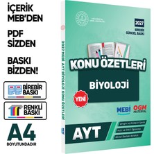 Karakutu Yayınları 2027 YKS-AYT MEBİ-OGM Biyoloji Pratik Konu Özet Kitabı RENKLİ A4 Boyut Görsel Destekli BASKI ÜCRETİ