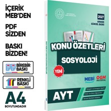 Karakutu Yayınları 2027 YKS-AYT MEBİ-OGM Sosyoloji Pratik Konu Özet Kitabı RENKLİ A4 Boyut Görsel Destekli BASKI ÜCRETİ