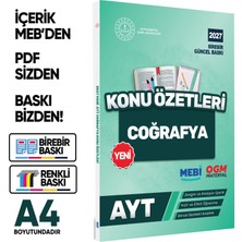 Karakutu Yayınları 2027 YKS-AYT MEBİ-OGM Coğrafya Pratik Konu Özet Kitabı RENKLİ A4 Boyut Görsel Destekli BASKI ÜCRETİ
