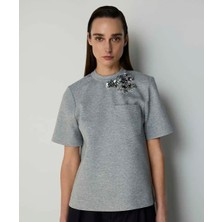 Machka Payet ve Strass Taş Işlemeli Tişört MS1260070337126