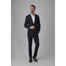 Bisse Lacivert Polyester Yün Mono Yaka Çift Yırtmaçlı Drop Takım Elbise TK24K24215_D39