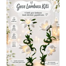 hyc heryerçiçeklenir Çan Çiçeği Gece Lambası Kit Seti,renk Beyaz, Tel Şönilden Tüylü Şönil Seti