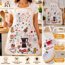 Ry Collections Kahve Temalı Bez Mutfak Önlüğü Bağcıklı Günlük Kullanım